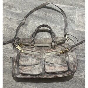 Aimee Kestenberg Soho Leather Gold Pink  Metallic Distressed Bag, Satchel